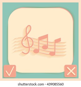 Musical notes and treble clef. Symbol muzykiki. Icon art and musicality