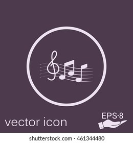 Musical notes and treble clef. Symbol muzykiki. Icon art and musicality