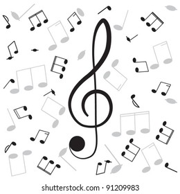 Musical notes and treble clef, for your design.
