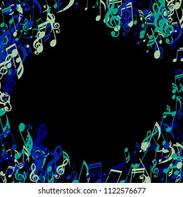Musical Notes. Trendy Background with Notes, Bass and Treble Clefs. Vector Element for Musical Poster, Banner, Advertising, Card. Minimalistic Simple Background.