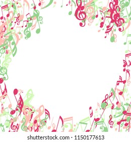 Musical Notes. Trendy Background with Notes, Bass and Treble Clefs. Vector Element for Musical Poster, Banner, Advertising, Card. Minimalistic Simple Background.