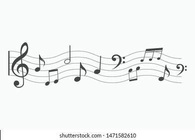 musical notes vector background, music staff vector, a vector image of recorder tune