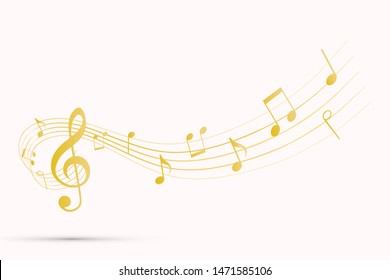 musical notes vector background, music staff vector, vector image of a recorded tune
