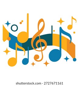 Notas musicales Ilustración vectorial con canciones de melodía de jugador lista de reproducción agudos clave y notas ideales para el concepto de diseño de música canciones melodías y obras de arte temáticas de entretenimiento