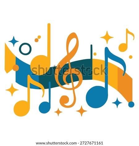 Musical notes vector illustration with player melody songs playlist treble clef and notes ideal for music concept design songs melodies and entertainment themed artwork