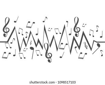 Musical notes vector illustration for a white background
