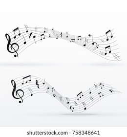 musical notes wave background design
