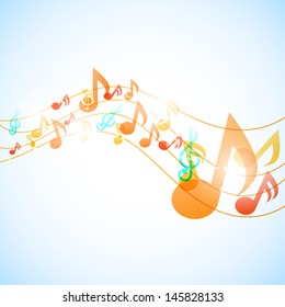 Blue Background Decorated Colorful Music Notes Stock Illustration 