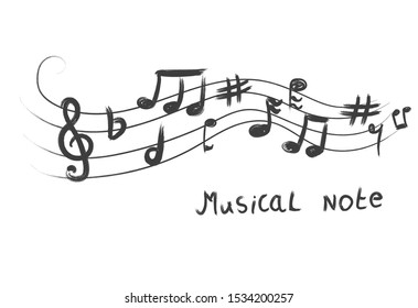 Musical notes. Waves vector icons background banner symbols. 