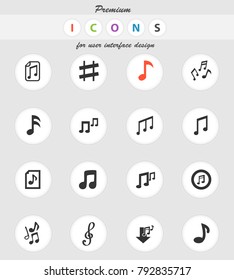 musical notes web icons for user interface design