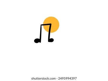 Notas musicales. con trazos amarillos, Ilustración vectorial dibujada a mano.