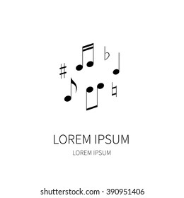 Musical notes,flat;  sharp.Vector icon.