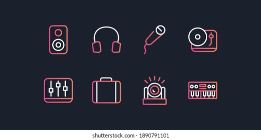 Colección de iconos de objetos y equipos musicales