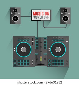 Musical on World off. Flat design.