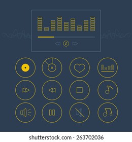 musical  outline icons for applications 