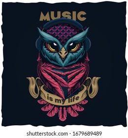 Musical owl - T-shirt Design