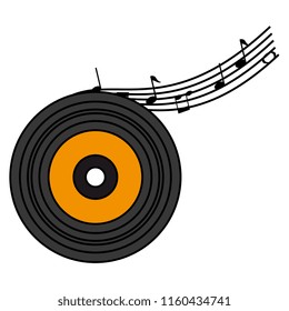 musical partiture notes with vinyl