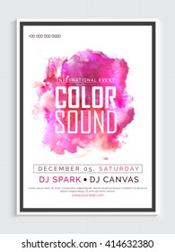 Musical Party Template, Dance Party Flyer, Night Party Banner or Club Invitation with pink abstract design.