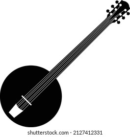 Motif musical - silhouette noire Banjo sur fond blanc