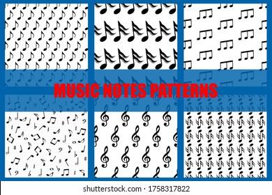 Musical pattern collection, vector illustration.