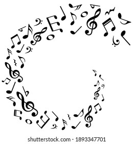 Musical pattern, music notes flow, vector illustration.