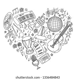 Musical pattern for posters, banners. Music festival, karaoke, disco, rock.