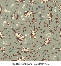 Musical patterns and instruments creative design digital art vibrant colors abstract view artistic concept