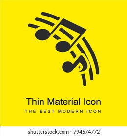 Musical pentagram lines with music notes bright yellow material minimal icon or logo design