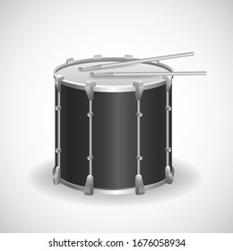 musical percussion instrument big drum with sticks.rhythm.knock.vector illustration