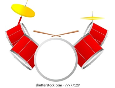 Musical percussion instrument. Drum kit on a white background.