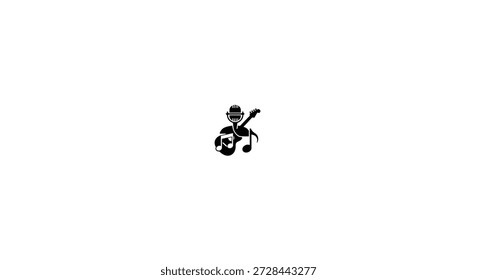 Performance musical com guitarra e microfone uma silhueta artística cativante