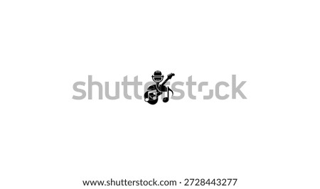 Musical performance with guitar and microphone a captivating artistic silhouette