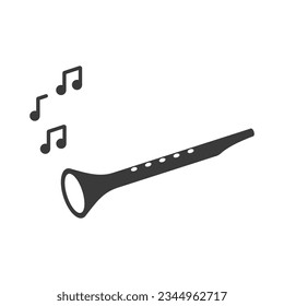 Musical pipe glyph icon isolated on white background.Vector illustration.