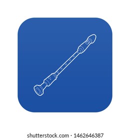 Musical pipe icon blue vector isolated on white background