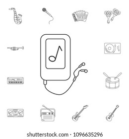 Musical player with earphone icon. Simple element illustration. Musical player with earphone symbol design from Musical collection set. Can be used for web and mobile on white background