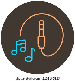 musical plug two color icon outline on dark brown round background