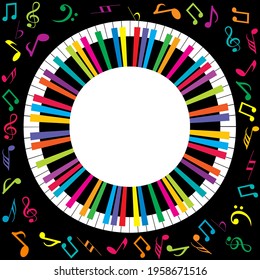 
Musical poster with abstract colorful piano and musical notes