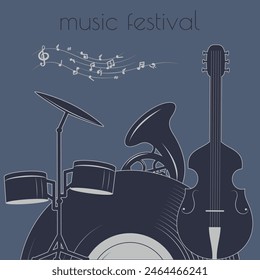 Musikalisches Posterdesign. Monochrome Vektorillustration