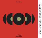Musical poster for your design. Music design elements for card, invitation, flyer. Music cover. Music background vector illustration. Vinyl record.