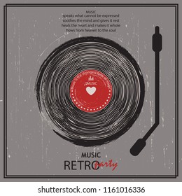 Musical poster for your design. Music elements design for card, invitation, flyer. Music background vector illustration. Vinyl record.