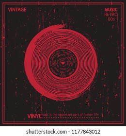 Musical poster for your design. Music elements design for card, invitation, flyer. Music background vector illustration. Vinyl record.