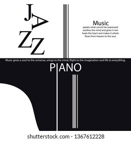 Musical poster for your design. Music elements design for card, invitation, flyer. Music background vector illustration. Music piano.