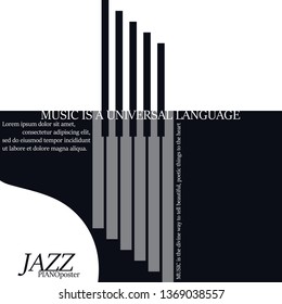 Musical poster for your design. Music elements design for card, invitation, flyer. Music background vector illustration. Music piano. 