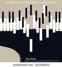 Musical poster for your design. Music elements design for card, invitation, flyer. Music background vector illustration. Music piano.