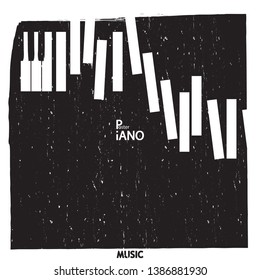 Afiche musical para tu diseño. Diseño de elementos musicales para tarjeta, invitación, volante. Ilustración vectorial de fondo musical. Teclado piano de música.