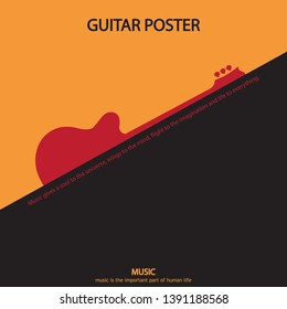 Musical poster for your design. Music elements design for card, invitation, flyer. Music background vector illustration. Vintage poster with guitar. 