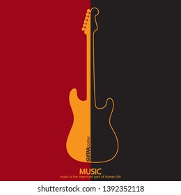 Musical poster for your design. Music elements design for card, invitation, flyer. Music background vector illustration. Vintage poster with guitar.
