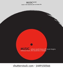 Musical poster for your design. Music elements design for card, invitation, flyer. Music background vector illustration. Vinyl record.