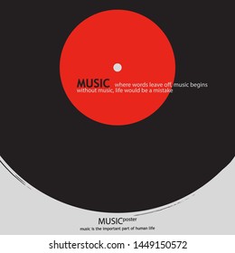 Musical poster for your design. Music elements design for card, invitation, flyer. Music background vector illustration. Vinyl record.