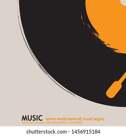 Musical poster for your design. Music elements design for card, invitation, flyer. Music background vector illustration. Vinyl record. 